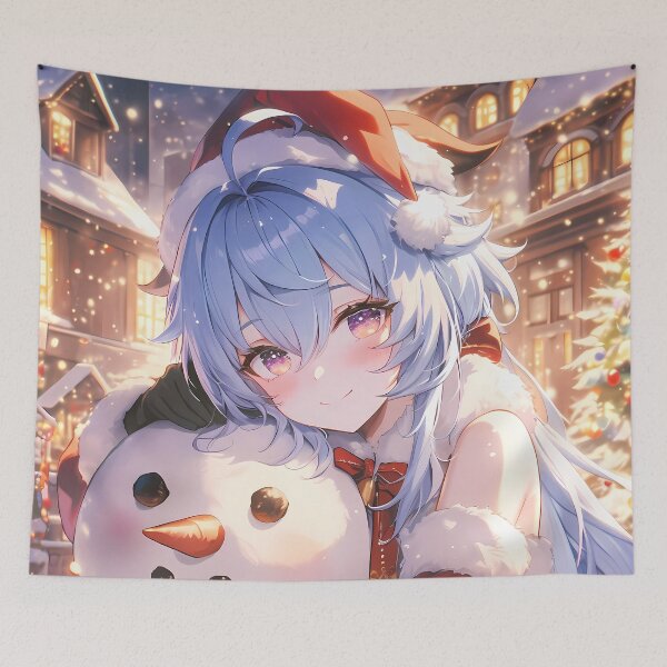 Item preview, Ganyu Genshin Impact Christmas Snow Man Winter Fantasy Festive Gentle Moment designed and sold by CarlosBender.