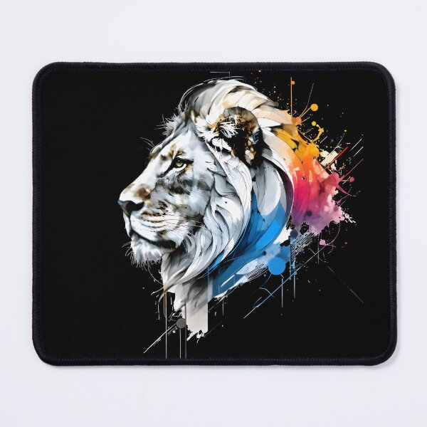 Item preview, Line Art Lion Head with Vibrant Abstract Mane and Geometric Motion designed and sold by SoftyDesigns.