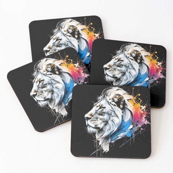 Item preview, Line Art Lion Head with Vibrant Abstract Mane and Geometric Motion designed and sold by SoftyDesigns.