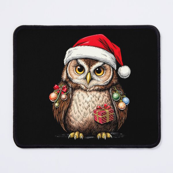 Item preview, Funny Christmas Owl | Fluffy Santa Featherball designed and sold by ColorSplash123.