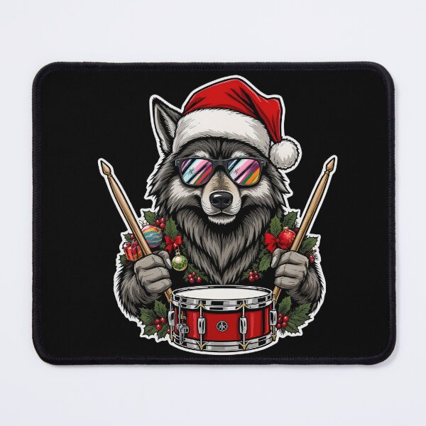 Item preview, Christmas Wolf Drummer | Holiday Beat Howler designed and sold by ColorSplash123.