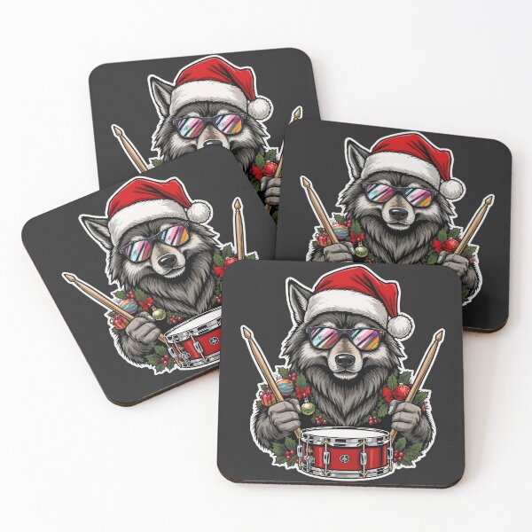 Item preview, Christmas Wolf Drummer | Holiday Beat Howler designed and sold by ColorSplash123.