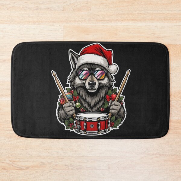 Item preview, Christmas Wolf Drummer | Holiday Beat Howler designed and sold by ColorSplash123.