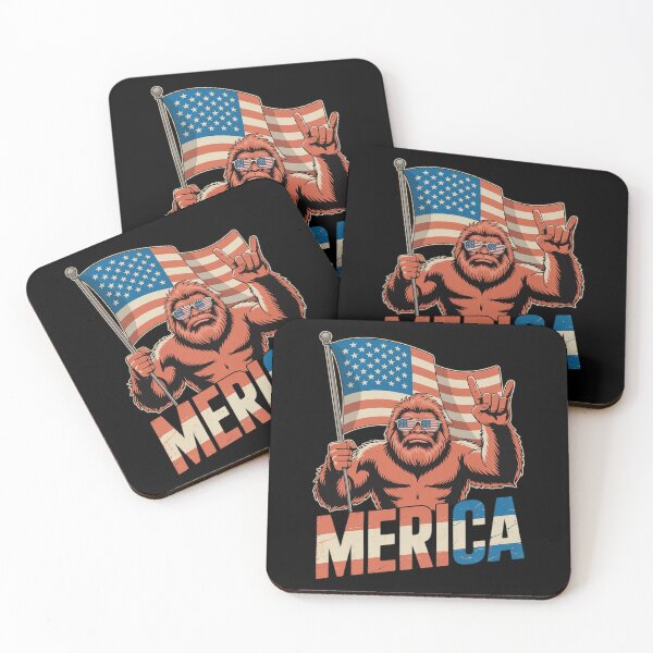 Item preview, American Flag Patriotic 4th Of July Bigfoot Merica Rock  designed and sold by CombatTask.