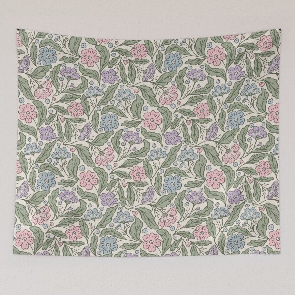 Item preview, Vintage hand-drawn garden florals - Pastels & sage green designed and sold by Illustrated by Nat.