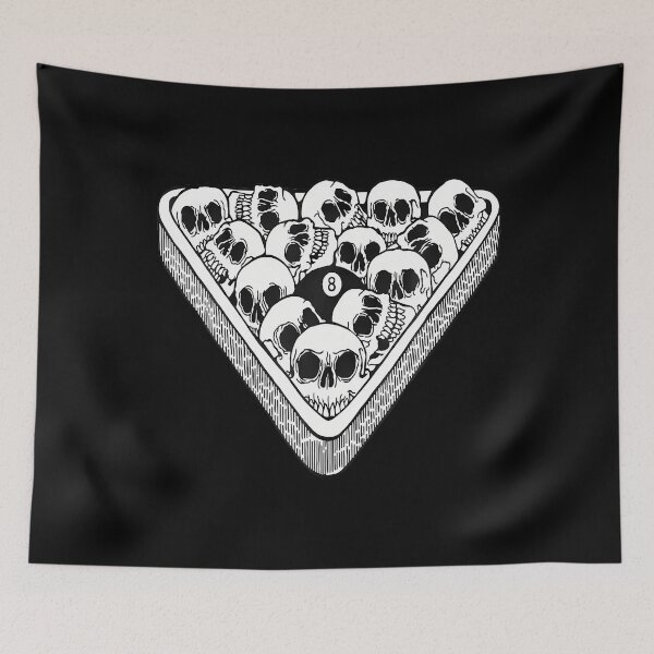 Item preview, 8 Ball Billiards Skull Blackwork Flash designed and sold by RosaliaAmber.