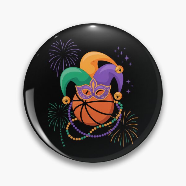Item preview, Basketball Wearing Jester Hat Masked Beads Mardi Gras Player designed and sold by AsteriskDatBArt.