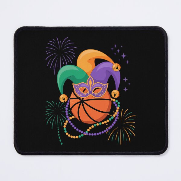 Item preview, Basketball Wearing Jester Hat Masked Beads Mardi Gras Player designed and sold by AsteriskDatBArt.