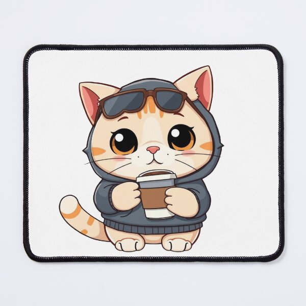 Item preview, Cute Cat in Hoodie with Coffee". Kitten Cool Aesthetic". designed and sold by ZyVoAli.