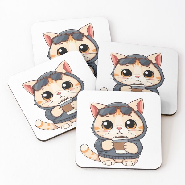 Item preview, Cute Cat in Hoodie with Coffee". Kitten Cool Aesthetic". designed and sold by ZyVoAli.