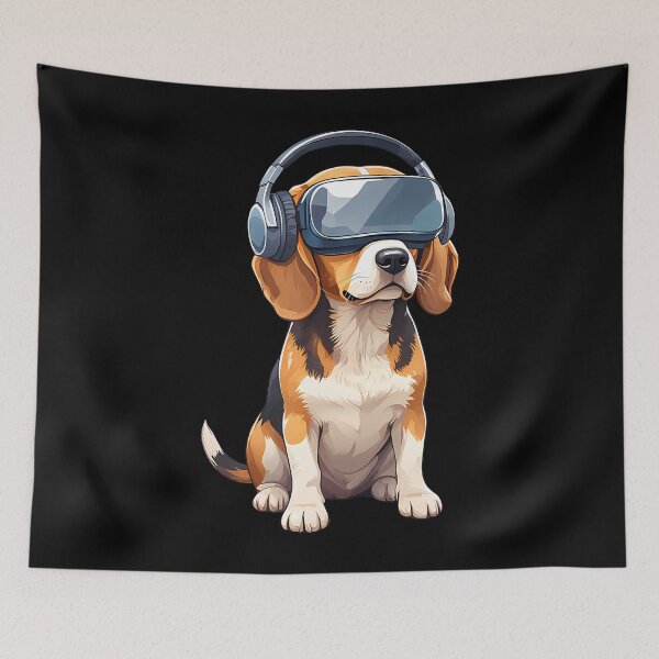 Item preview, Cute Beagle Dog Gamer In Virtual Reality Headset designed and sold by MarionCharleen.