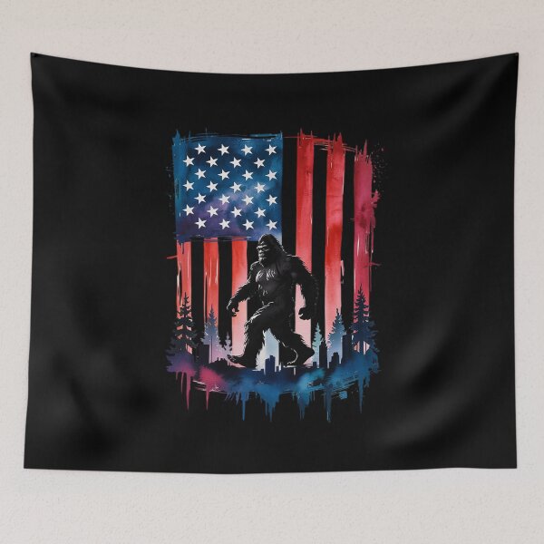 Item preview, Big Foot Bigfoot Sasquatch American Flag Patriotic 4th July  designed and sold by PowAcademy.