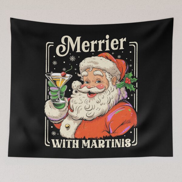 Item preview, Merrier With a Martini Merry Coquette Christmas Cocktail Santa designed and sold by PrettyInk.