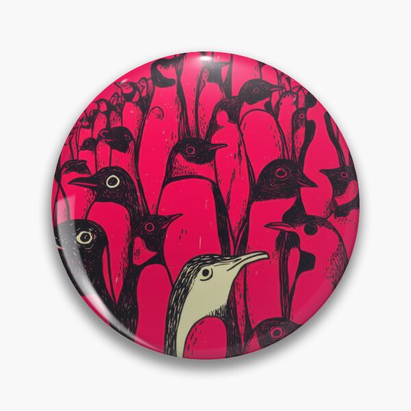 Item preview, Bold Graphic Penguin Crowd on Hot Pink Retro Illustration designed and sold by dawnleblanc55.