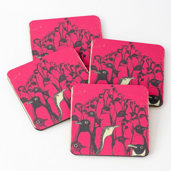 Item preview, Bold Graphic Penguin Crowd on Hot Pink Retro Illustration designed and sold by dawnleblanc55.