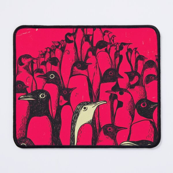 Item preview, Bold Graphic Penguin Crowd on Hot Pink Retro Illustration designed and sold by dawnleblanc55.