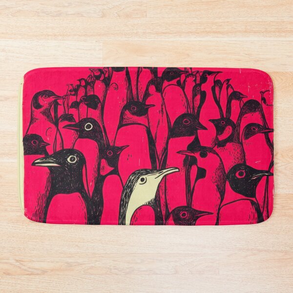 Item preview, Bold Graphic Penguin Crowd on Hot Pink Retro Illustration designed and sold by dawnleblanc55.