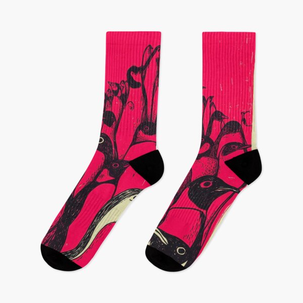 Item preview, Bold Graphic Penguin Crowd on Hot Pink Retro Illustration designed and sold by dawnleblanc55.