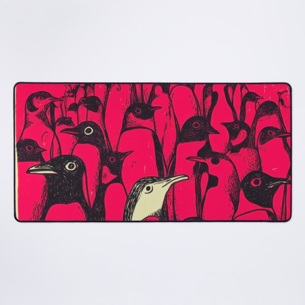 Item preview, Bold Graphic Penguin Crowd on Hot Pink Retro Illustration designed and sold by dawnleblanc55.