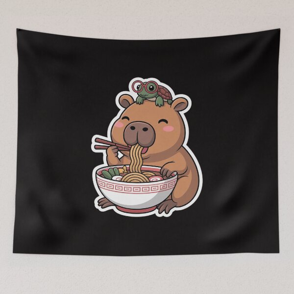 Item preview, Cute Capybara and Turtle Backpack Ramen Kawaii Capibara Girl designed and sold by margaridroso.