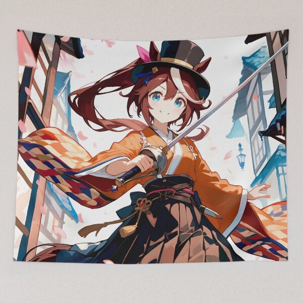 Item preview, Elegant Tokai Teio Uma Musume Pretty Derby Anime Girl Sword Kimono Bloom designed and sold by CarlosBender.