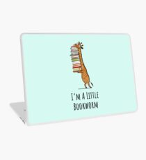 Funny Giraffe Holding a Stack of Books - I'm A Little Bookworm - Book Lover Gift, Phones Cases And Other Gift Laptop Skin