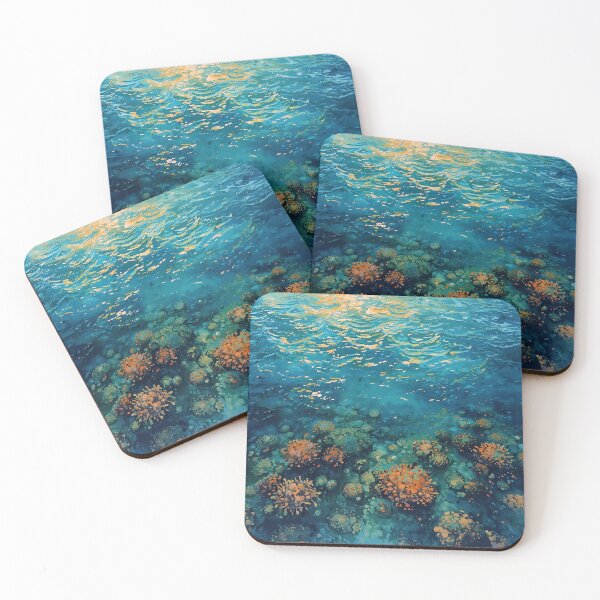 Item preview, Colorful Water Color Painting of Coral Heads Underwater in Sunlight designed and sold by greenflashwear.