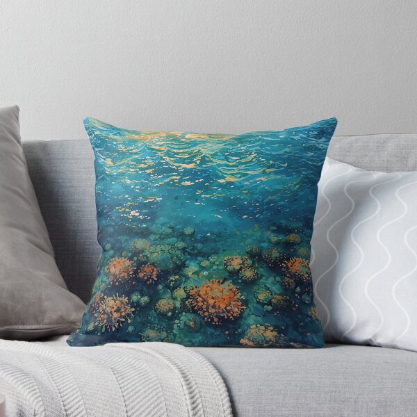Item preview, Colorful Water Color Painting of Coral Heads Underwater in Sunlight designed and sold by greenflashwear.