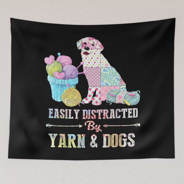 Item preview, Easy Distracted By Yarn And Dogs Knitting And Crocheting designed and sold by FernLela.