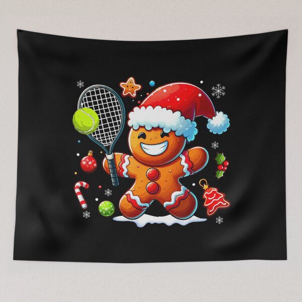 Item preview, Gingerbread Christmas Playing Tennis Funny Player Baker designed and sold by ClaraTeresa1.