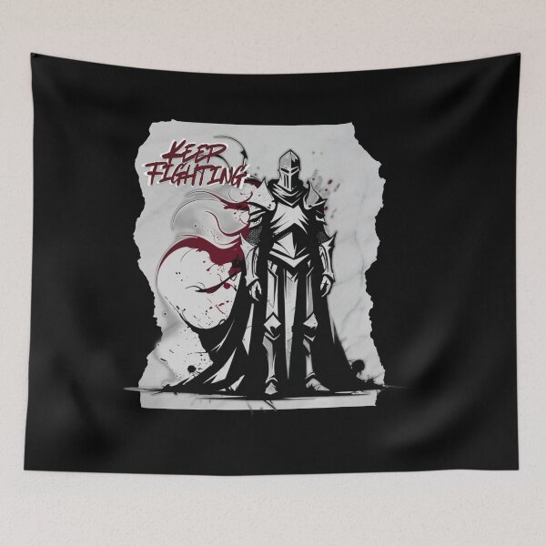 Item preview, Keep Fighting Knight – Dark Fantasy Warrior & Motivational Ink Art designed and sold by NSB-Design.