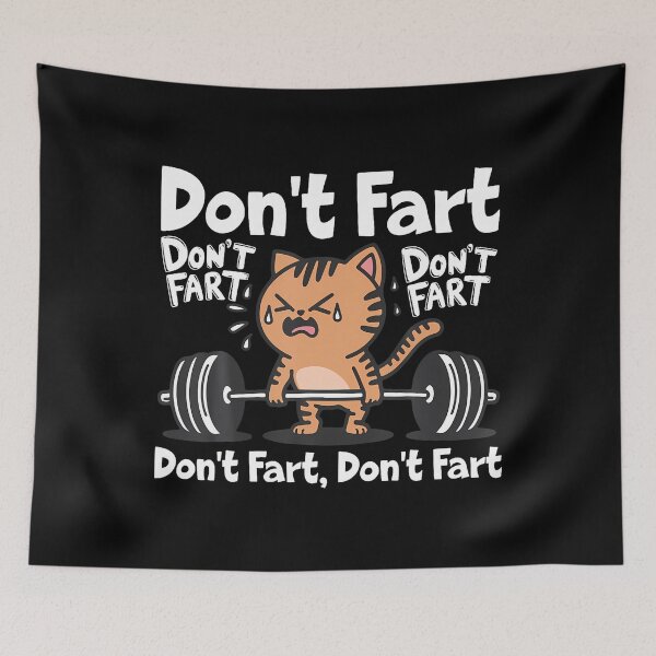 Item preview, Don'T Fart Funny Gym Fitness Cat Workout Weightlifting Kitty designed and sold by ClaraTeresa1.