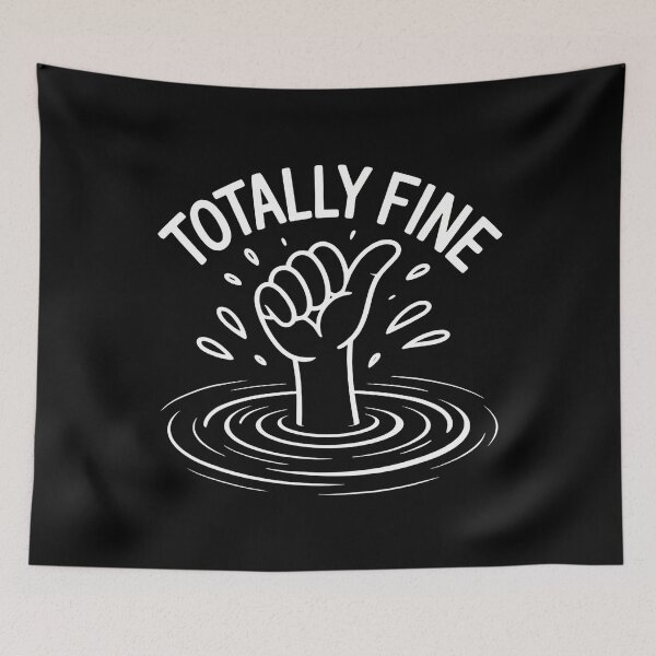 Item preview, Totally Fine Funny Sarcastic Drowning Thumb Up designed and sold by JacquelineEnri.