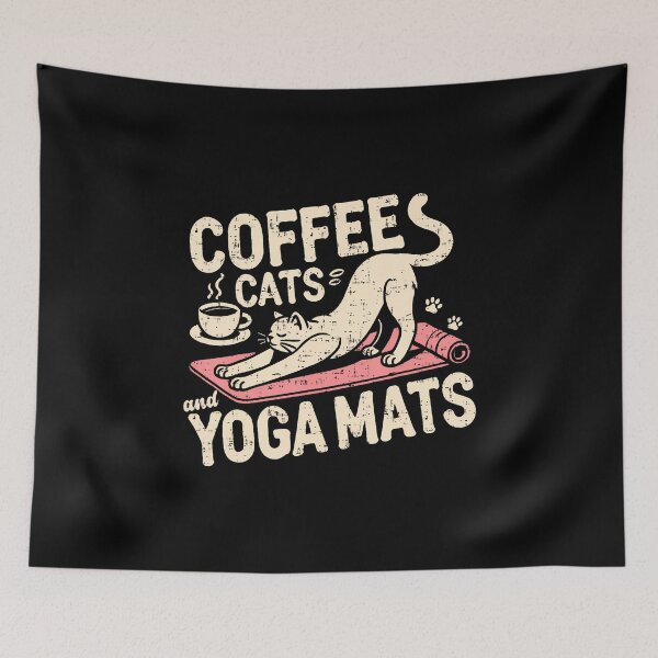 Item preview, Coffee Cats And Yoga Mats - Funny Cats And Yoga Lover designed and sold by BeulahJoseph.