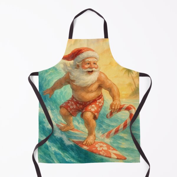 Item preview, Tropical Surfing Santa – Beachy Christmas Illustration designed and sold by printedartgoods.