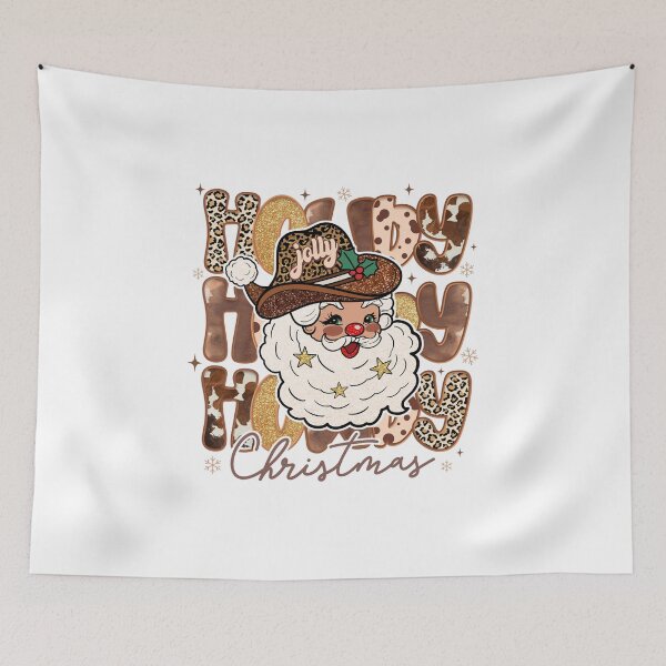 Item preview, Howdy Glitter Santa Claus , Cowboy Xmas, Merry Christmas, Holly Jolly designed and sold by vintagearttee.
