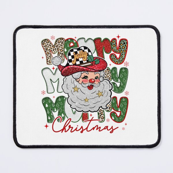 Item preview, Glitter Leopard Merry Christmas Santa Claus , Country Cowboy Xmas, Holly Jolly designed and sold by vintagearttee.