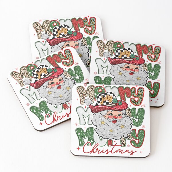 Item preview, Glitter Leopard Merry Christmas Santa Claus , Country Cowboy Xmas, Holly Jolly designed and sold by vintagearttee.