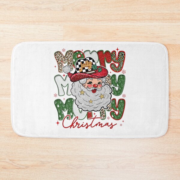 Item preview, Glitter Leopard Merry Christmas Santa Claus , Country Cowboy Xmas, Holly Jolly designed and sold by vintagearttee.