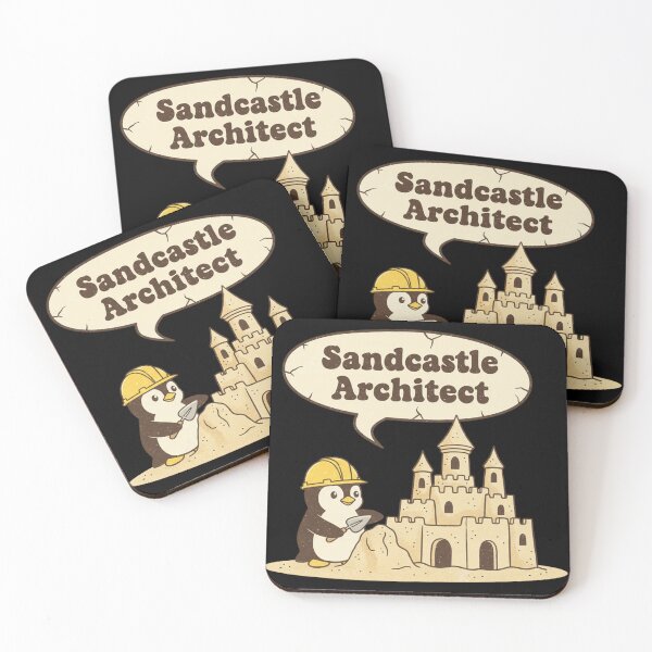 Item preview, Sandcastle Architect Penguin Retro Summer Beach Cartoon designed and sold by DIRTYSKETCHH.