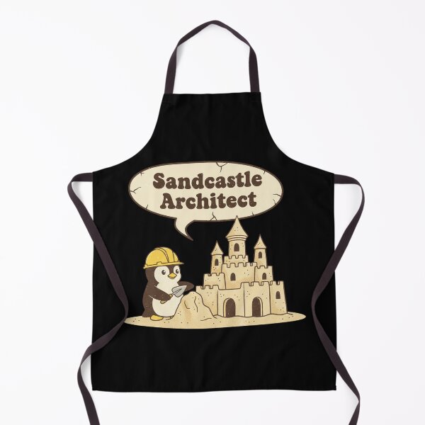 Item preview, Sandcastle Architect Penguin Retro Summer Beach Cartoon designed and sold by DIRTYSKETCHH.