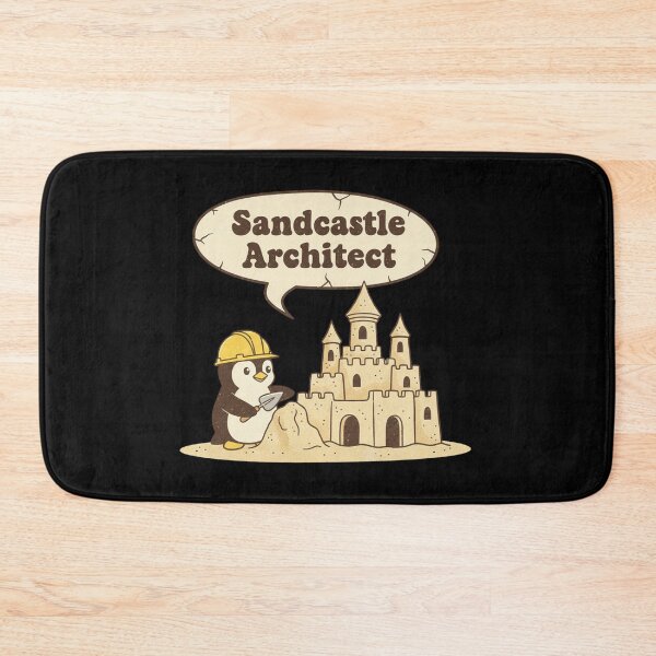 Item preview, Sandcastle Architect Penguin Retro Summer Beach Cartoon designed and sold by DIRTYSKETCHH.