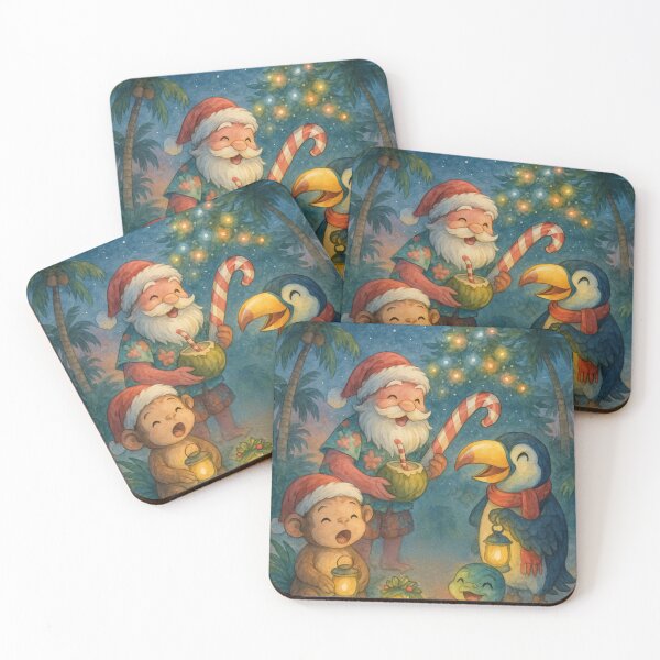 Item preview, Tropical Christmas Eve – Santa and Island Friends Lantern Gathering designed and sold by printedartgoods.