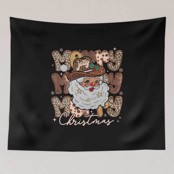 Item preview, Howdy Glitter Santa Claus , Cowboy Xmas, Merry Christmas, Holly Jolly, Winter Season designed and sold by vintagearttee.