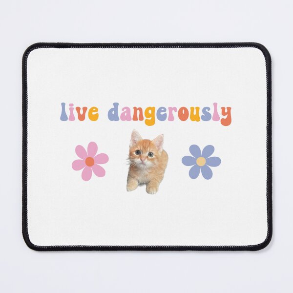 Item preview, Live Dangerously Flower Power Kitten designed and sold by coffeepolicy.