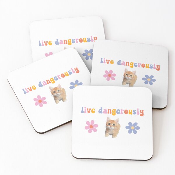 Item preview, Live Dangerously Flower Power Kitten designed and sold by coffeepolicy.