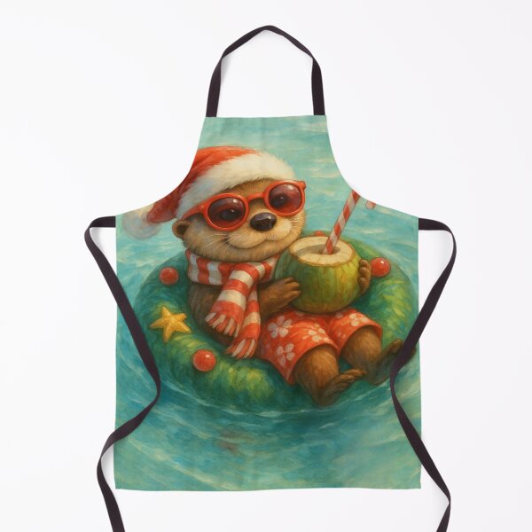 Item preview, Floating Otter Christmas – Cute Tropical Holiday Art designed and sold by printedartgoods.