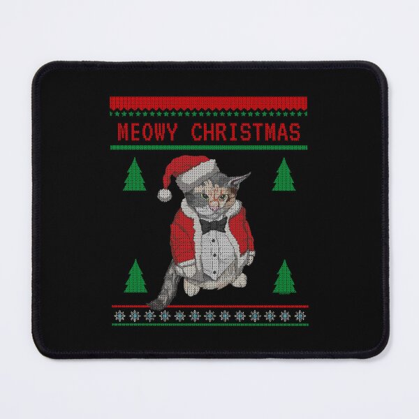 Item preview, Meowy Christmas – Chubby Serious-Looking Cat in Santa Outfit (Ugly Sweater Style) designed and sold by LicencaPoetica.