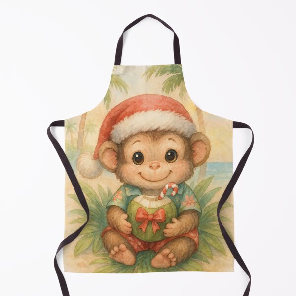 Item preview, Island Monkey Christmas – Cute Tropical Holiday Illustration designed and sold by printedartgoods.