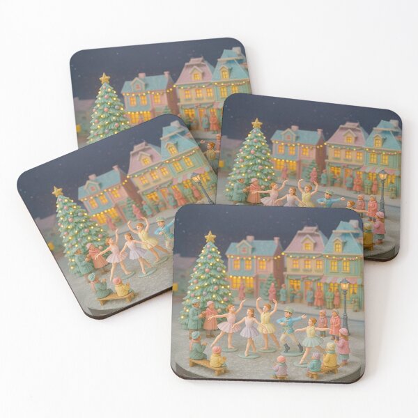 Item preview, Pastel Ballet in the Christmas Village | Sweet Christmas Miniature with Dancers and Tree designed and sold by Little-Worlds.